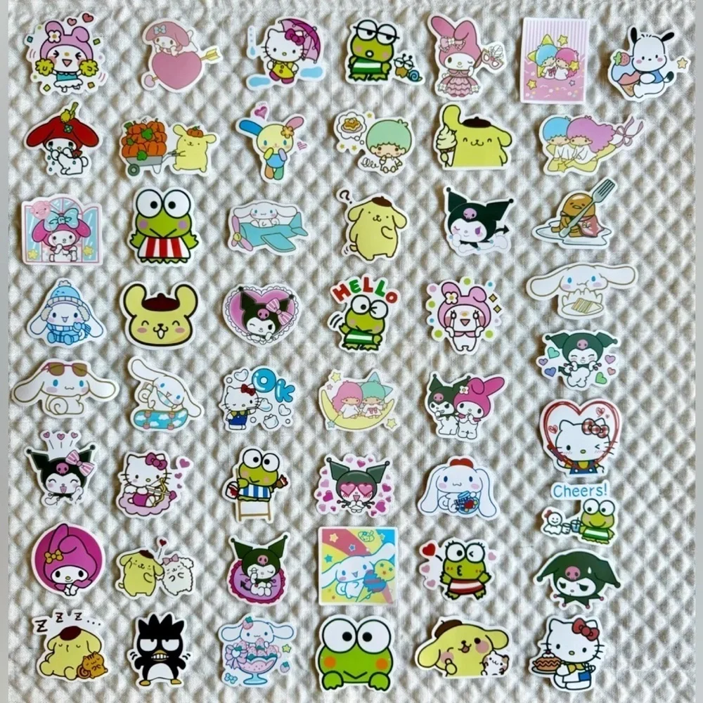 New Sanrio Hello Kitty & Friends Kawaii Waterproof Stickers Set of 50 - 2” x 2”